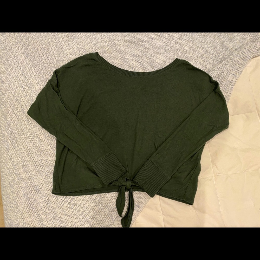 Abercrombie & Fitch Forest Green Tie Front Top